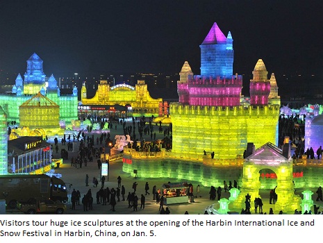 Ice Sculptures Glow at Chinese Winter Festival - PHOTOS